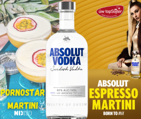 Pornoster Martini - espresso Martini - Absolut Vodka - uw topSlijter nb